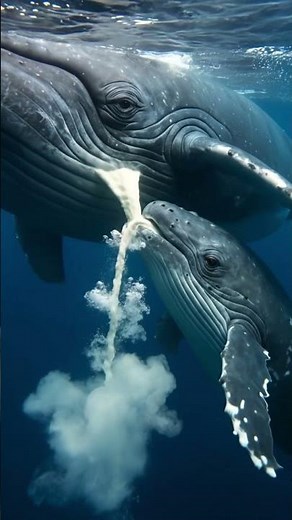 Rare Footage Humpback Whale Nursing Calf Underwater See the Milk