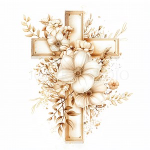 Flower Cross Gold Clipart Bundle 15 High Quality Png,wedding Cross ,sticker,digital Download,card Making,mixed Media,digital Paper| 275 - Etsy