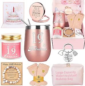 19th Birthday Gifts For Girls, Happy 19th 19 Year Old Girl Birthday Basket Gifts Box for Best Friends Female Daughter Sister Her Girlfriend Coworker Bestie Women Birthday Unique