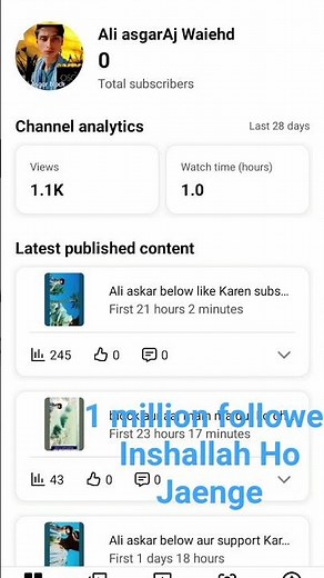 1 million Intex support karna aur 1 million Inshallah Ho jaengere