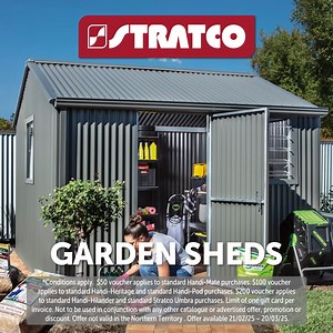 🏡 Garden Sheds – Strong, Secure & Built to Last! 🏡 Need extra storage? Stratco Garden Sheds are easy to install, ultra-durable, and come in a variety of sizes & colors to suit your space. Choose from hinged or sliding doors for the perfect fit! 🎁 BONUS Gift Card with every shed purchase! (T&Cs apply) Don’t miss out - upgrade your backyard storage today! 👉 bit.ly/GarSheds #Stratco #HowTo #GardenSheds #OutdoorLiving #StorageSolutions #BonusGift | Stratco