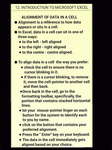 12. USING MICROSOFT EXCEL - ALIGNING DATA IN A CELL #microsoftexcel #microsoft #computer