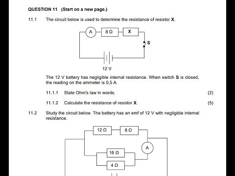 Electric circuit grade 11 | Exam question | Physical Sciences