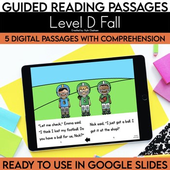 Level D Fall Digital Resources Guided Reading Passages Questions Google Slides