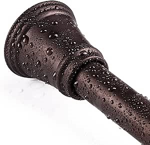 SZXIMU Spring Tension Curtain Rod 43-72 Inch, Never Rust and Non-Slip Shower Curtain Rods with Trumpet End, Bronze