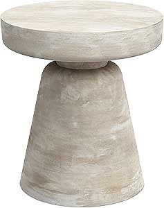 SIMPLIHOME Robbie Accent Table - 16 inch Wide Solid Mango Wood End Table in Distressed White Wash, Boho Contemporary Rustic Side Table for Living Room or Bedroom with Multipurpose Function, Assembled