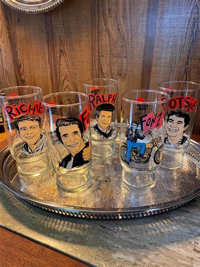 Vintage 1977 Dr. Pepper/pizza Hut Character Glass: the Fonz, Richie, Potsie, Ralph - Etsy