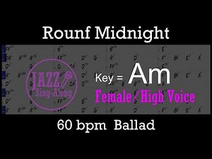 Round Midnight - with Intro + Lyrics in Am (Female) - Jazz Sing-Along