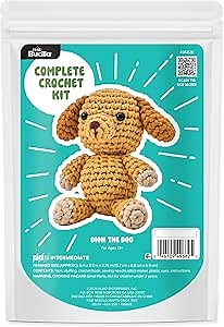 Bucilla Complete Crochet Kit, Dion The Dog, 5"