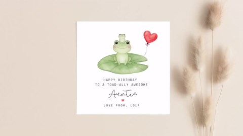 Personalised Auntie Birthday Card - Toadally Awesome Card - From Niece or Nephew - Toad Cute Aunt Card - Love From Name - Etsy