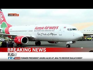 Flight carrying the remains of former Prime Minister Raila Odinga lands at JKIA.