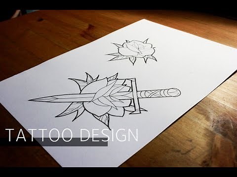 올드스쿨 블랙워크 장미 타투도안 그림 그리기 과정! How to draw a tatoo design blackwork rose.