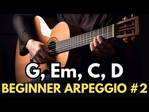 Easy Fingerstyle Arpeggio Pattern | G, Em, C, D Chords | Free PDF Download