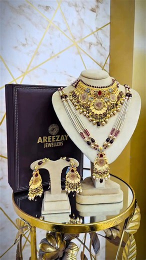 50 reactions | 21K Gold Bridal Set Just in 54.400 Gram’s..!!✨ 21K Gold With Hallmarked Certificate✨ Visit Store at: Fortress Stadium Lahore,Cantt. For Online Booking: 0321-8444519/0300-9473845. . . . . #areezayjeweller #bridaljewellery #jewellerypackage #bridalgold #necklace #bangle #gold #fashionjewelry #weddingjewellery #goldjewellery #jewellerypackage #designercollection #kyra #goldbangles #goldstore #traditionaljewellery | Areezay Gold | Facebook