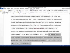 The Doctoral Journey: Part 12 of 12: Write a Results Section for a MANOVA
