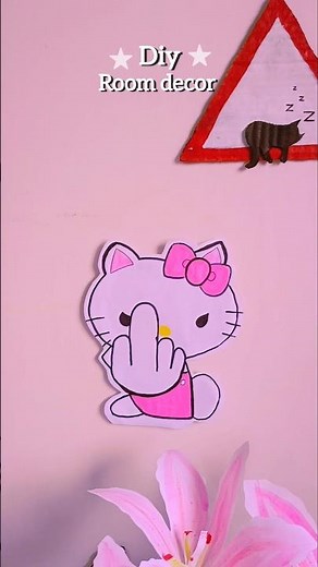 Cute Hello Kitty Wall Decor DIY✨ | Room Makeover Idea #roomdecor#aesthetic#diy #hellokitty #shorts
