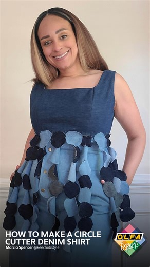 1.2K views | This denim crop top is fun way to keep cool and fashionable, AND a great way to put your CMP-3 Rotary Circle Cutter to work on your demin scraps! Click the link below to follow along with OLFA Expert, Marcia's tutorial. https://bit.ly/44kLPLR | OLFA Craft | Facebook
