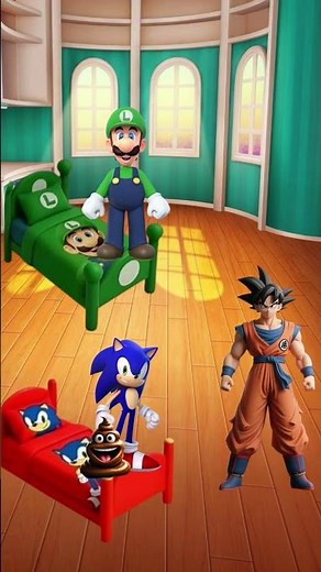 Who peed and pooped? Mario vs Luigi vs Sonic vs Goku🤔#cartoon