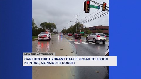 Neptune driver hits hydrant near hospital entrance, causing flooding and delays