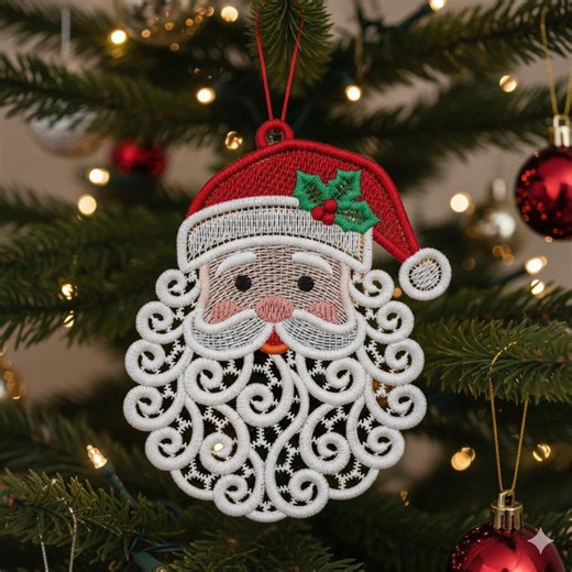 FSL Santa Face - Free Standing Lace Machine Embroidery Designs Instant Download 4x4 Hoop SCA1259-004 - Etsy