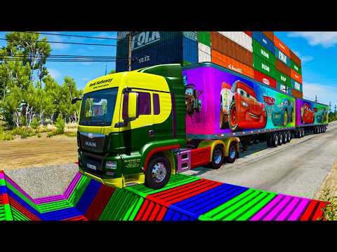 Trucks Cars vs Massive Speed Bumps vs Giant Bulge BeamNG Drive