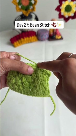 Day 27: How to Crochet the Bean Stitch | Beginner-Friendly! #crochet