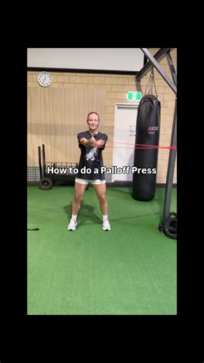 The Pallof press is a core exercise where you resist rotation. How to do it: 1. Stand sideways to a band or cable machine. 2. Hold the handle at your chest with both hands. 4. Press your hands straight out in front of you. 5. Keep your body from turning—your core does the work. 6. Bring your hands back in and repeat on both sides. It strengthens your abs, obliques, and overall core stability. | Bodyapeel Mandurah | Facebook