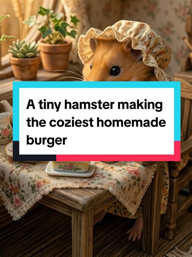 Today in Hamster Village… this tiny chef is making a warm homemade burger from scratch 🍔✨Would you try it? #hamster #tinycooking #miniatureworld #hamstervillage #fyp