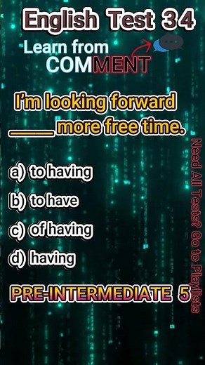 English Pre-Intermediate 5 Test 34 #EnlgishTests #EnglishGrammer