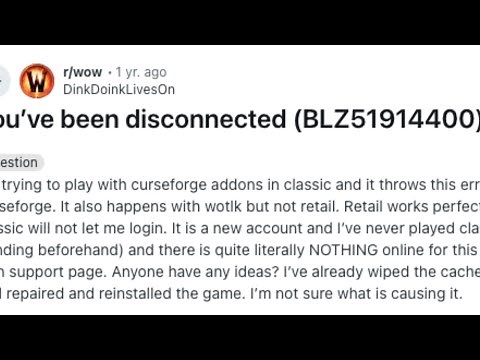 How To Resolve World of Warcraft Error Code BLZ51914400?