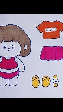 vẽ cô gái chibi - draw paper dolls - vẽ tranh cute đơn giản dễ thương (61)