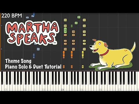 Martha Speaks ~ Theme Song ~ Piano Solo & Duet Tutorial