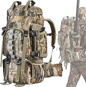 NEW VIEW Hunting Backpacks for Men 60L, Camo Hunting Bags for Deer Elk, Waterproof Large Pack with Rain Cover