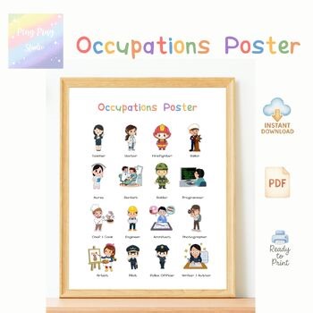 Occupations and Jobs Poster for Kids | Printable Career Chart Classroom Wall Art