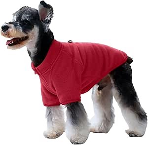 HDKUW Small Dog Sweater with D-Ring, Polar Fleece Dog Jacket with Zipper, Warm Dog Coat Outfits for Puppy Small Dogs Girl Boy Deep Red L