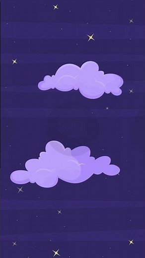 Dreamy starry night sky with purple clouds vertical animation background