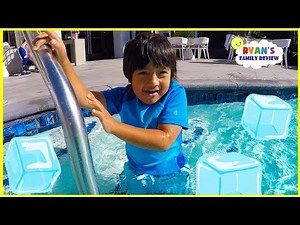 Ryan Swims in Super Cold Icy Swimming Pool!!!