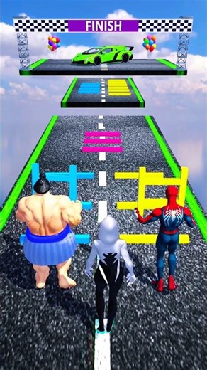 Epic Ladder Run Battle! Spider-man vs Sumo Wrestler Fight for Gwen | Who Is Winner! #spiderman #sumo