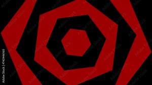 A modern looping simple geometric rotating hexagon motion graphic animation background in bold contrasting black and red colours in 4k UHD 30p