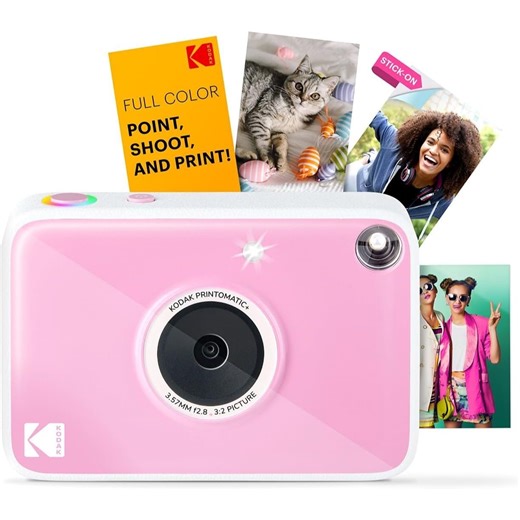 KODAK Printomatic Instant Print Camera (Pink) 10MP, RGB LED, Zink Photo Prints
