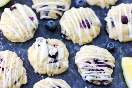 Soft Blueberry Cookies with Lemon Glaze I Baker Bettie