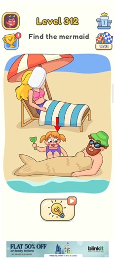 Find the mermaid dop 5 (delete one part) level 312 #shorts #puzzle #dop5