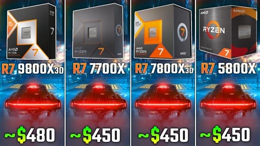 锐龙7四代同堂！9800X3D、7800X3D、7700X、5800X 六款游戏性能横评（4k最高画质）