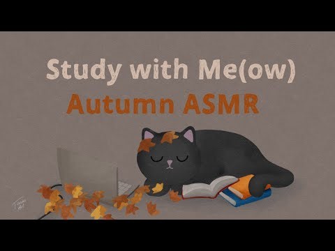 My First ASMR Video 😊 | Study with Me(ow) 🐾 1 Hour Cozy Autumn Writing Session 🎃🍂