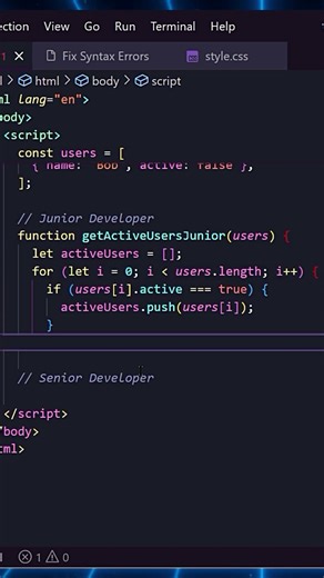 Junior 👶 vs Senior 👴: The Evolution of Code #programming #javascript #webdevelopment #htmlcss #css