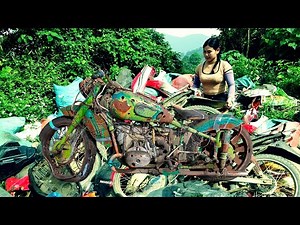 Ethnic Girl’s Genius Repair Technique: Transforming a Junkyard Motorcycle Into a New Machine