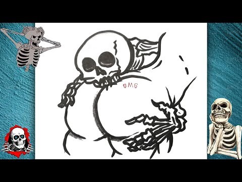 Skeleton Drawing Easy | How to draw a frisky skeleton ☠️ - Step By Step