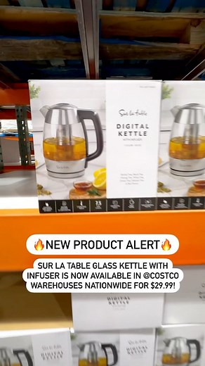 🔥NEW PRODUCT ALERT🔥 Sur La Table Glass Kettle with Infuser is now available in @Costco warehouses nationwide for $29.99! #monchateaupartner 🙋🏻‍♀️It’s time to upgrade your kettle with this beautiful sleek Sur La Table glass kettle infuser or grab it as a great 🎄🎁gift idea! A great addition to your kitchen countertops! Sur La Table Glass Kettle with Infuser features: ✅Offers 5 functions: steep, time, heat, keep warm, customized temperature 🫖Infuser steeps tea at its ideal time & temperature