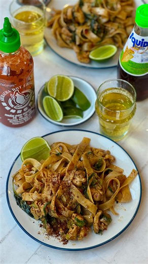 John Gregory-Smith on Instagram: "Thai Noodles with Chilli and Basil Chicken This is such a delish quick and easy stir- fry recipe based on the classic Thai recipe Chicken with chilli and basil or Pad Kra Pow Gai. It’s very easy to make get everything prepped, sock the noodles and stir-fry. You can use any rice noodles you can find, just adjust the soaking time and if you can’t find Thai basil, just use regular basil. Enjoy x John Serves 2 200g Thai rice noodles – I use 10mm thick 1 tbsp nutral 
