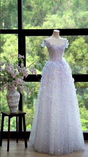 Pale Lavender 3D Floral Corset Tulle Ballgown Hand Sequin Crystal Bridal Gown Single & Bulk Orders